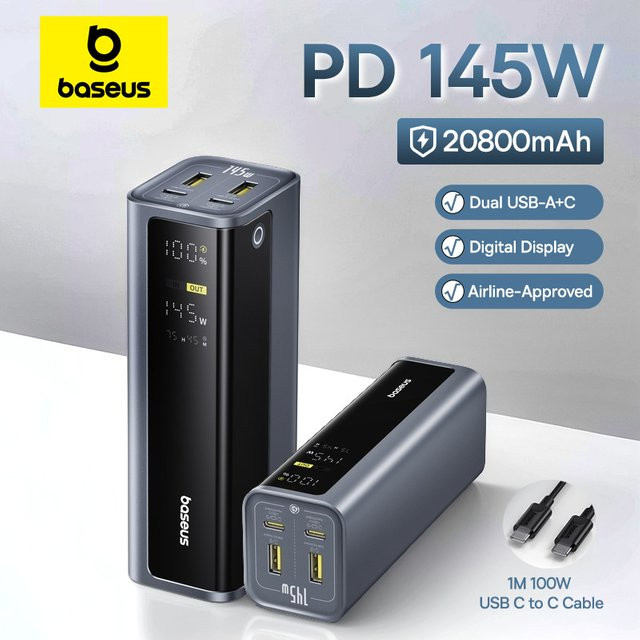 Baseus EnerGeek GP12 Powerbank 20800mAh 145W mit PD und QC Schnellladung in Grau - Bild 2