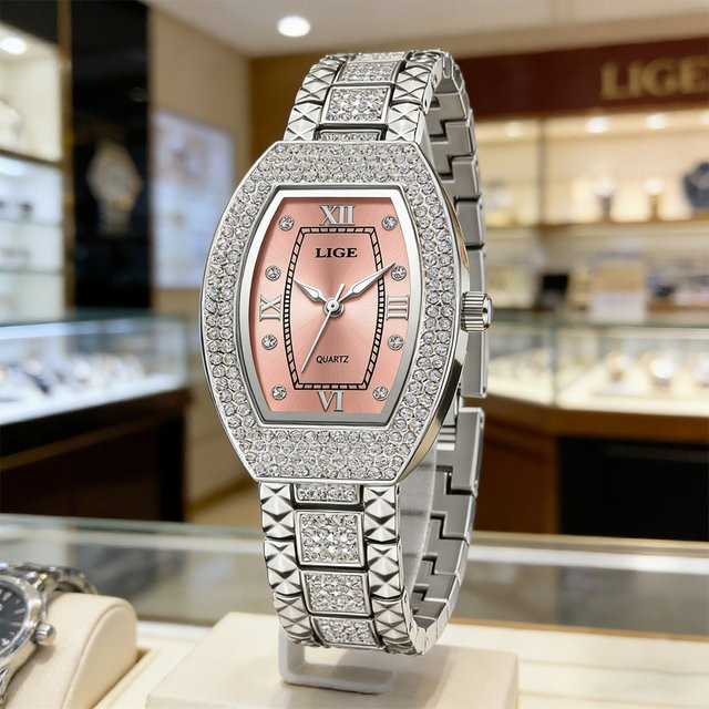 LIGE Armbanduhr, Diamant, Edelstahl, Silber, Quarz, Damen - Bild 1