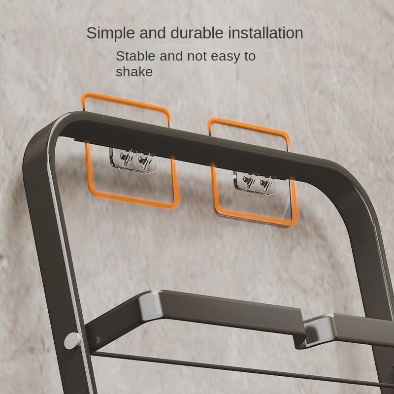 Yiran Furniture Wandmontiertes Badezimmer-Slipper-Rack aus Kohlenstoffstahl in Schwarz - Bild 2