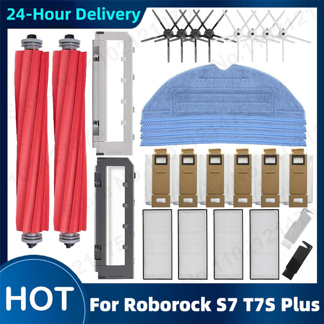 Roborock Zubehör-Set für S7 T7S S7Max mit Waschbarem Filter, Hauptbürste, Seitenbürste, Mopp und HEPA-Filter aus Kunststoff - Bild 1