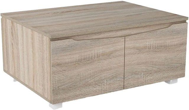 Costway Couchtisch Rechteckig Modell 1 mit 4 Türen in Braun und Beige, B/T/H: 126 x 60 x 46 cm - Bild 1