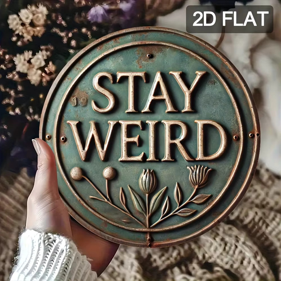 Rundes Metallschild STAY Weird von Potdemiel im Vintage-Design aus Aluminium für deine Wanddeko Durchmesser: 20 cm - Bild 3