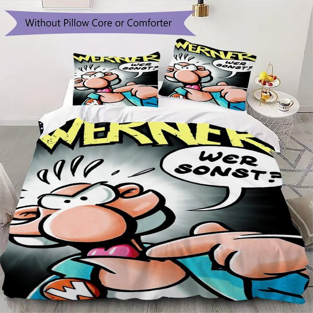 On My Love Home Bettwäsche Set mit Comic Muster in Multicolour, bestehend aus 1 Bettbezug und 2 Kissenbezügen, B/H: 155 x 200 cm - Bild 1
