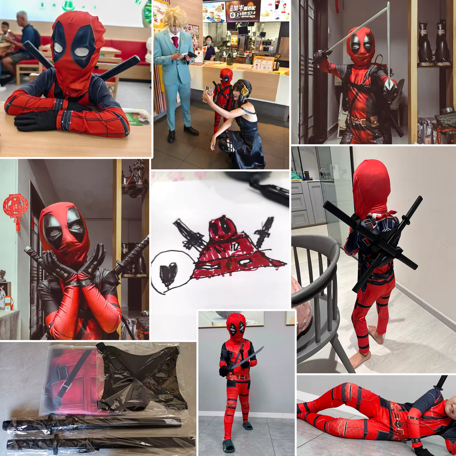 Hot Toys Marvel Deadpool-Kostüm, Overall, Schwert-Set, Rot - Bild 2