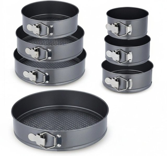 Relaxdays Springform Set aus Edelstahl in Anthrazit, antihaftbeschichtet, Durchmesser: 14 cm bis 28 cm - Bild 1