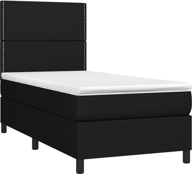 vidaXL Boxspringbett mit Matratze Hybrid-Design in Schwarz aus Stoff, B/T/H: 90 x 190 x 128 cm - Bild 1