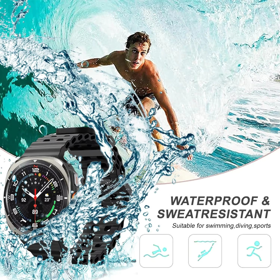 RWBANDS Uhrenarmband Silikon, Samsung Galaxy Watch Ultra 2025, 47 mm, Schwarz - Bild 5