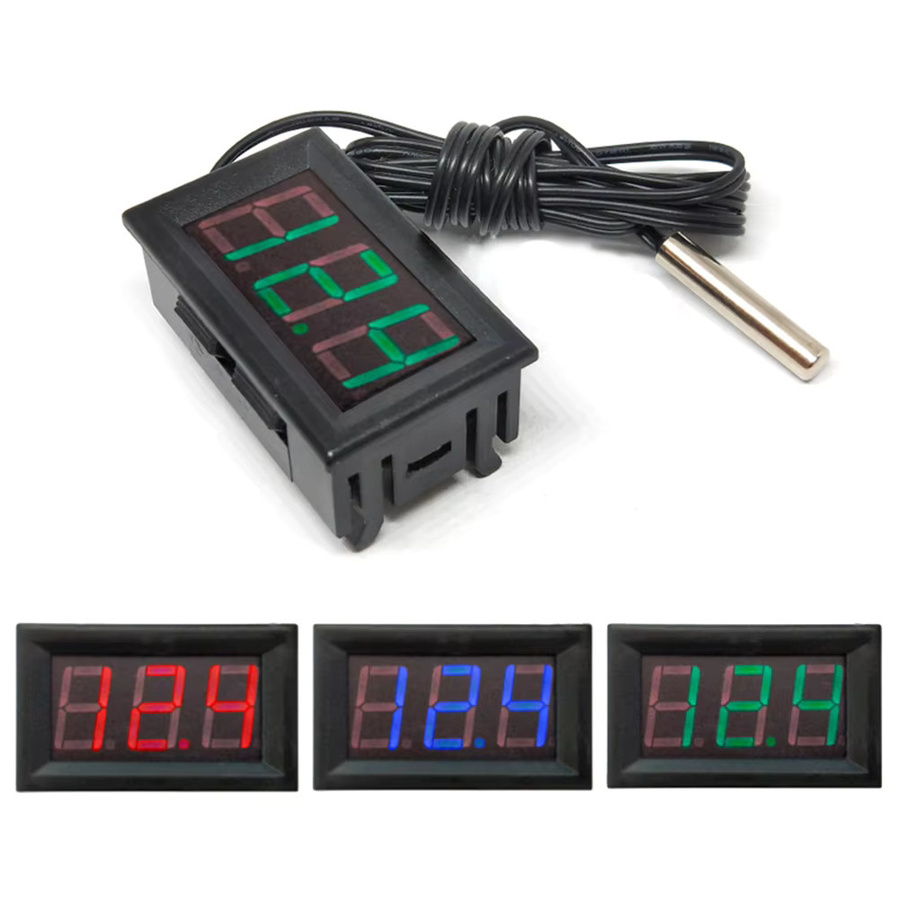 ALLOET LED Digital-Thermometer mit 0,56 Zoll Display und Temperatursensor, DC 5-12V, Schwarz oder Blau - Bild 3
