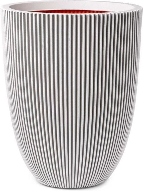CAPI EUROPE Vase GROOVE in Elfenbein, minimalistische Kunststoff-Vase mit Streifenmuster, B/H: 34 x 46 cm - Bild 1