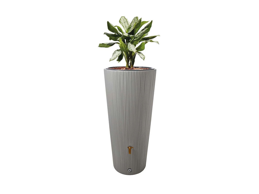 VASO 2in1 DECOR Regenspeicher mit Anschlussset und Auslaufhahn, 220 Liter, zinkgrau - Bild 2