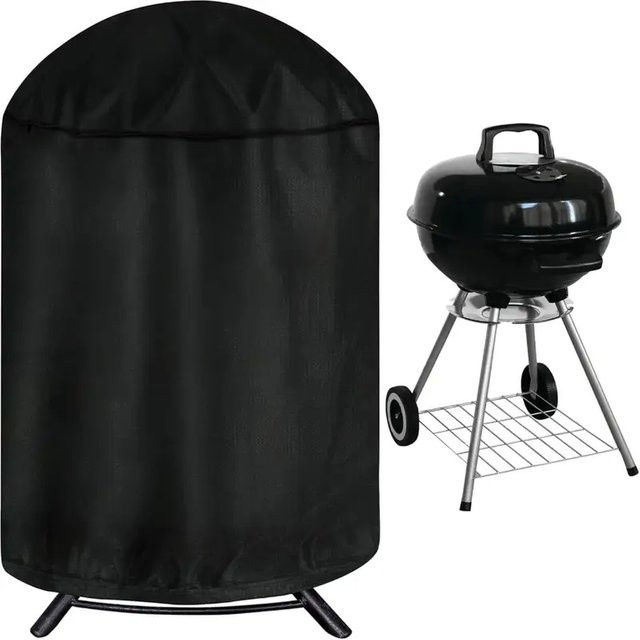 Robuste Outdoor-Grillabdeckung für runde Holzkohlegrills in Schwarz, B/T/H: 77,0 x 58,0 cm - Bild 1