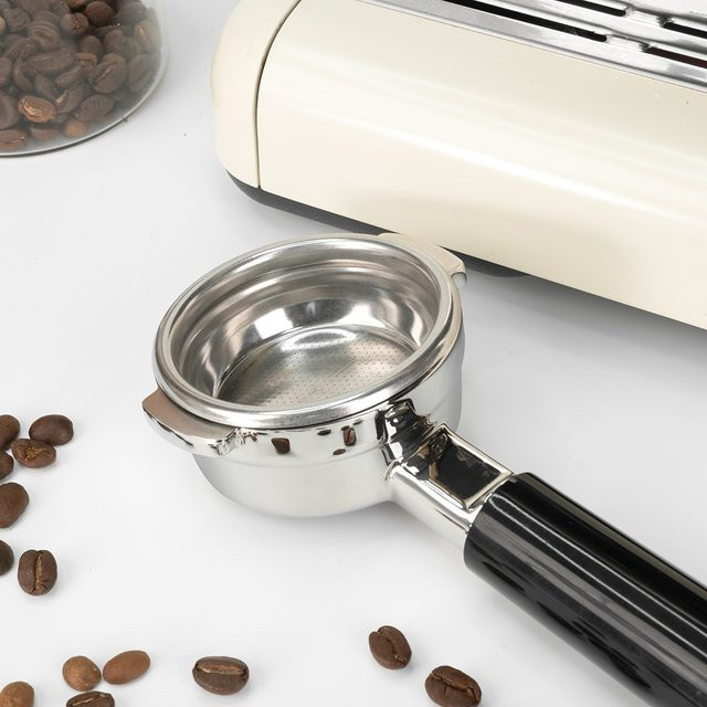 Dalinwell 58 mm Bodenloser Siebträger mit Filterkorb in Silber, kompatibel mit E61 Group Rancilio, Expobar und Rocket Espressomaschinen, 2-Ohren-Siebträger - Bild 1