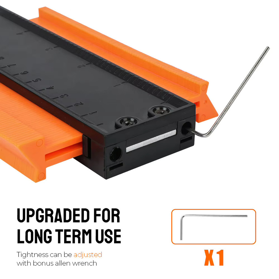Verstellbare Konturenlehre als Profil-Duplikator-Werkzeug aus Legierung in Orange für Fliesen, Laminat und Holz - Bild 5