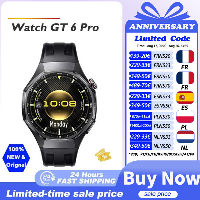 HUAWEI WATCH GT 6 Pro Smartwatch in Schwarz mit 1,47 Zoll AMOLED Display, NFC und Bluetooth-Anrufen - Bild 1