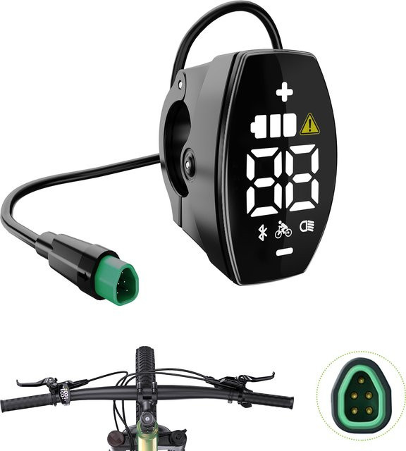 Bafang E-Bike Display VD03 mit HD LED-Bildschirm und CAN-Protokoll für Bafang Mittelmotoren, Farbe: Schwarz, 5-Pin Dreieckstecker - Bild 1