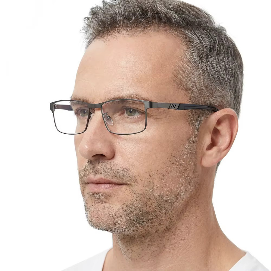 FUQIAN Lesebrille Rechteck, Metall, Vollrand, Herren, Blaulichtfilter - Bild 2
