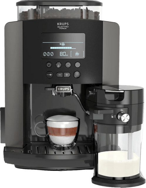 Krups EA819E Quattro Force Kaffeevollautomat in Schwarz mit Milchbehälter und programmierbaren Portionen - Bild 1