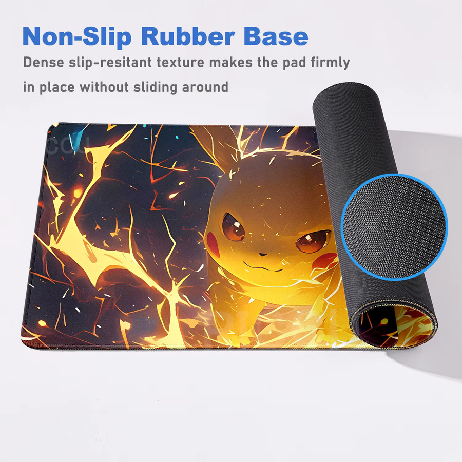 Potdemiel XXL Mauspad Anime Pikachu Design in Multicolour als große Schreibtischunterlage für Gaming und PC-Zubehör - Bild 3