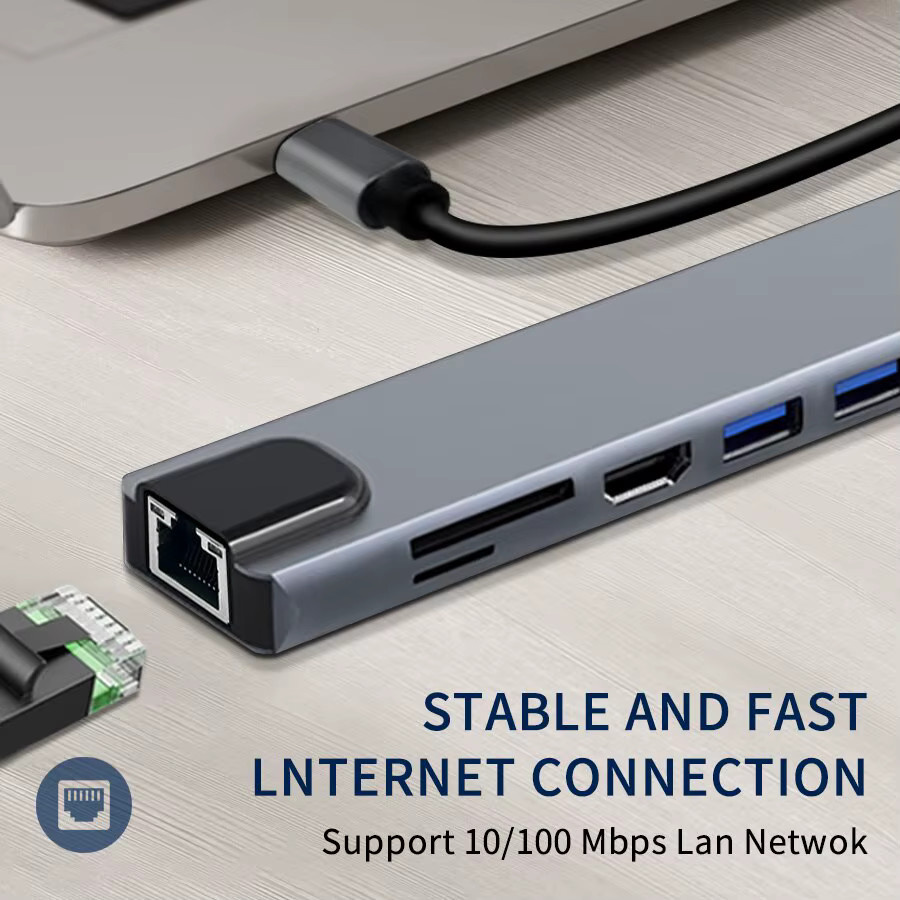 kebidumei USB-C Hub mit 4K HDMI, RJ45 Ethernet, PD Ladung und SD/TF Kartenleser für MacBook Air Pro und PC - Bild 6