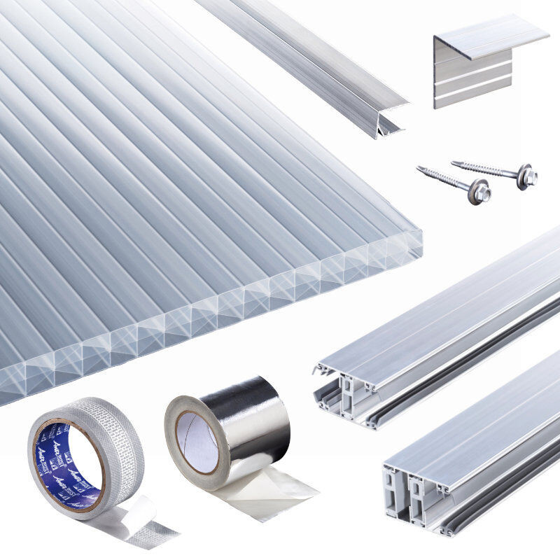 T&J Terrassendach-Set mit Heatbloc Polycarbonat Stegplatten und Thermoverlegeprofil in Opal-Weiß, 25 mm Dicke - Bild 1