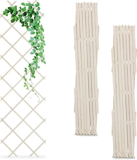 Relaxdays Rankgitter 3er Set aus Tannenholz in Weiß, ausziehbar für Garten, Terrasse und Balkon, Höhe: 180 cm, Breite: 60 cm, Tiefe: 1,5 cm - Bild 1