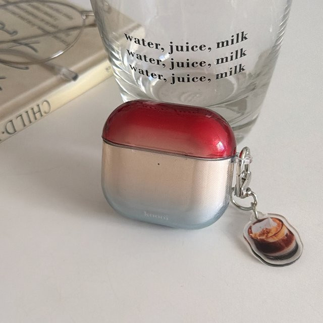 Transparente Kopfhörer-Schutzhülle im koreanischen Stil mit dreifarbigem Farbverlauf und Kaffee-Anhänger für Apple AirPods 2 3 4 Pro Pro2 Pro3 - Bild 1