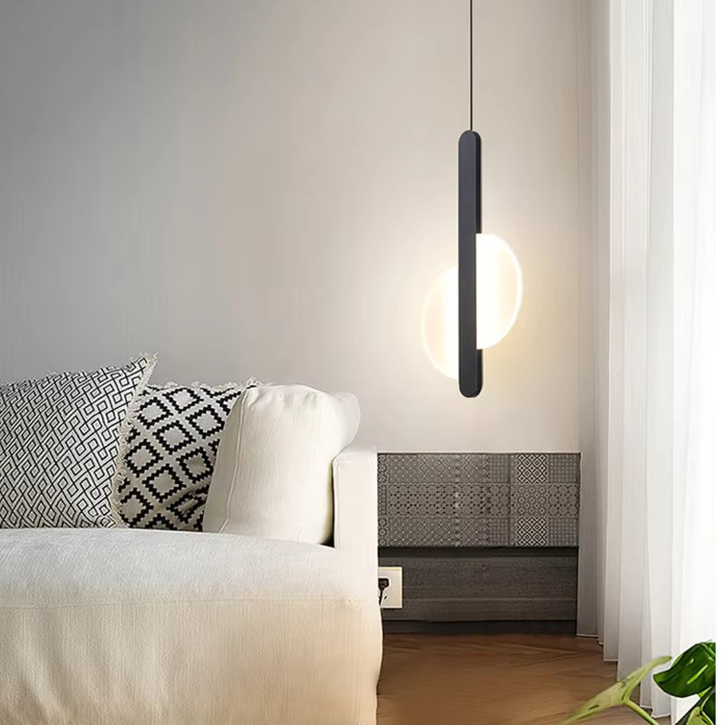 BANMENG Moderne LED-Pendelleuchte in Weiß und Schwarz mit Glaskugel aus Metall für Wohnzimmer und Schlafzimmer - Bild 2