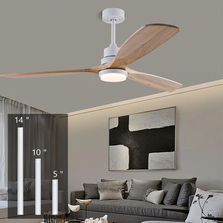 LINCCW LED Holz-Deckenventilator mit Fernbedienung, geräuschlose Deckenpendelleuchte in Weiß und Holzoptik, höhenverstellbar und modern für dein Schlafzimmer