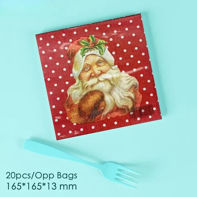 GUANYAO Weihnachtsservietten Set mit Wintermotiv, 20 Stück, Rot, B/B: 33 x 33 cm - Bild 1