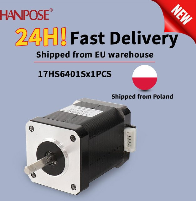 HANPOSE Nema 17 Schrittmotor 17HS6401S für CNC-Drucker, 4-Leiter, 1,7A, 70N.cm, Hochdrehmoment, Schwarz - Bild 1