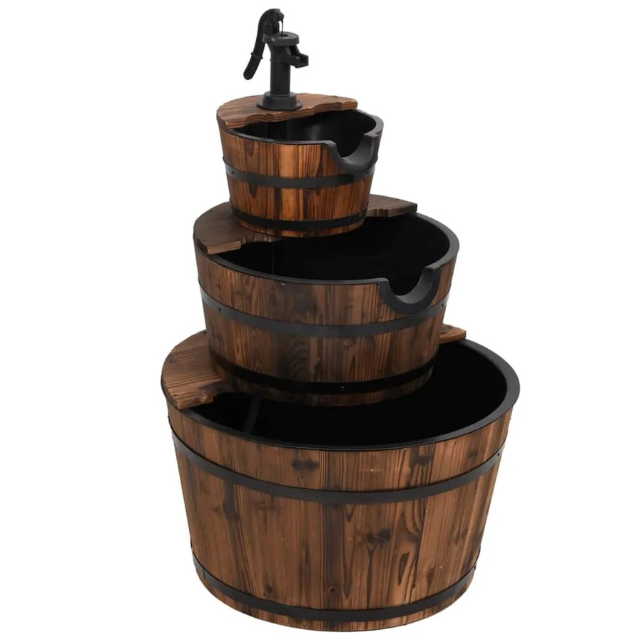vidaXL Gartenbrunnen mit Pumpe aus Tannenholz in Braun, B/T/H: 60 x 60 x 94 cm - Bild 2