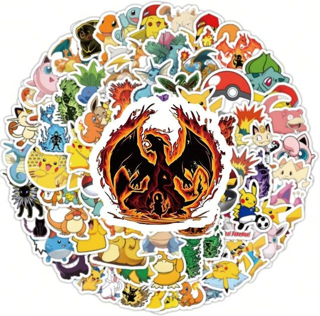 Bandai Pokémon Anime-Aufkleber, 100-teiliges Set, multicolour - Bild 1