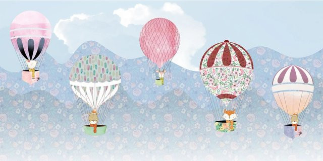 Komar Fototapete Vlies Happy Balloon Multicolor B: 500 cm, H: 250 cm - Bild 1