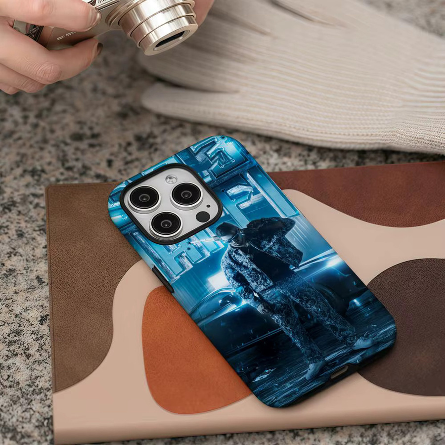 R-RVFV MAFFIA22 Handyhülle für iPhone 17 16 15 14 13 12 Pro Max Plus mit glänzender HD-Doppelschicht-Flüssighartschale in Weiß und Blau - Bild 5
