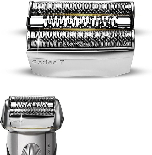 Ersatzschneidkopf und Netzabdeckung für Braun Rasierer Serie 7 70S 790cc 720 720s 740 in Silber - Bild 1