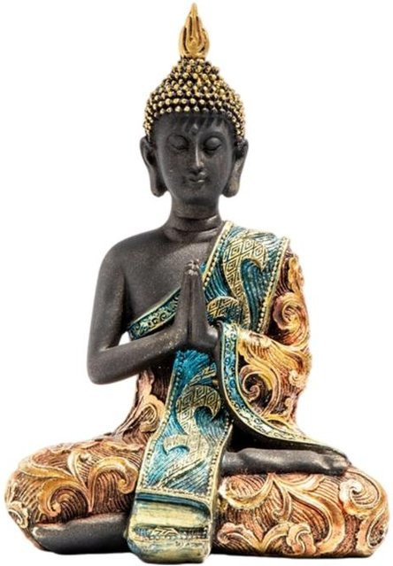 Thailändische Buddha-Skulptur aus Harz in Schwarz für deine Feng Shui Dekoration und spirituelle Atmosphäre im Innenbereich - Bild 1