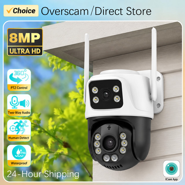 Overscam 4K 8MP Dual-Objektiv PTZ Wireless IP-Kamera für den Außenbereich in Weiß mit Bewegungserkennung und Onvif XMEye ICSee Unterstützung - Bild 1