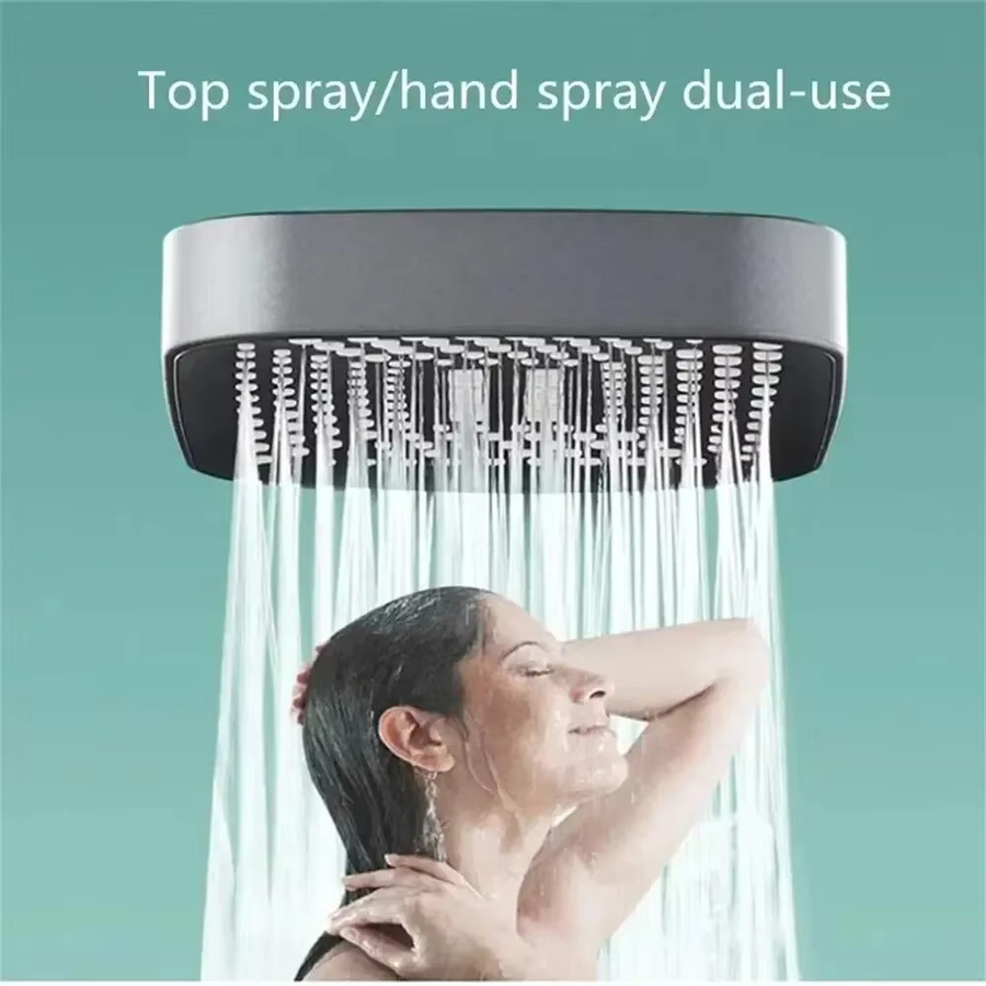 Quadratischer Regenduschen-Duschkopf in Schwarz mit Kompressor-Technologie für hohen Wasserdruck - Bild 3
