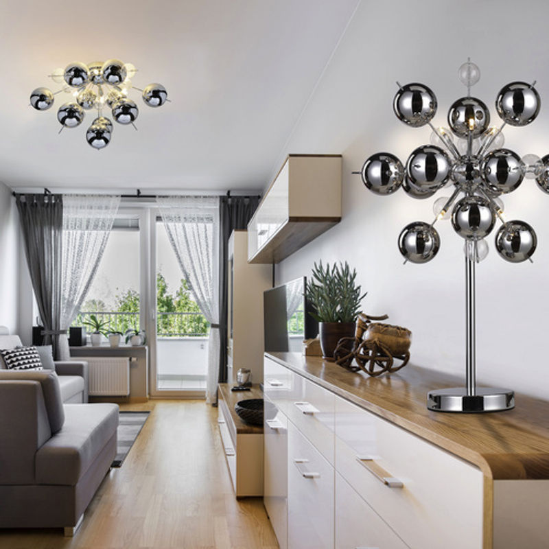 Näve Deckenleuchte aus Metall und Glas in Chrom und Transparent, rund - Bild 5