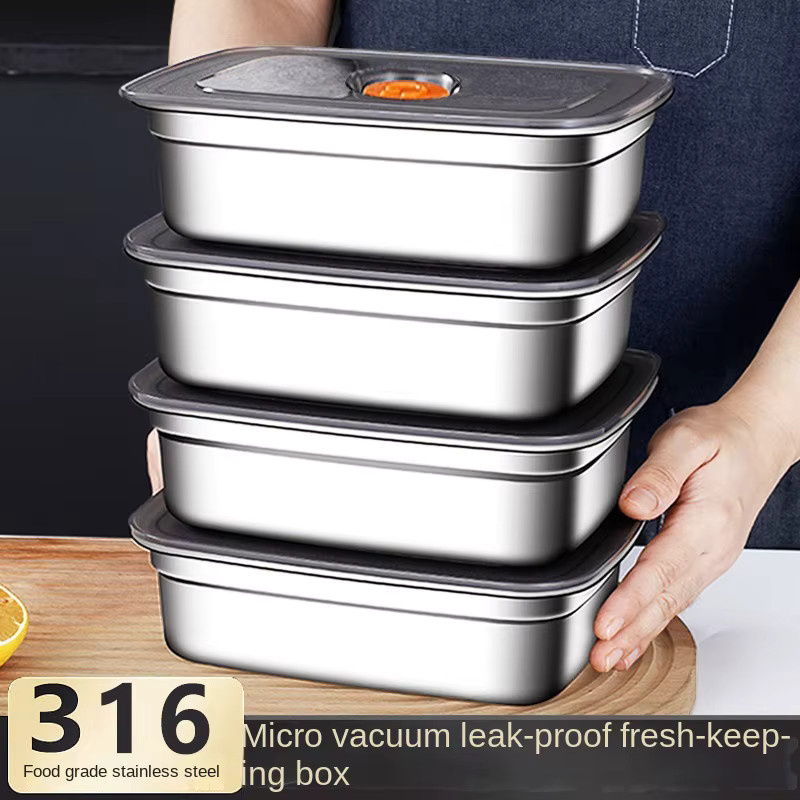 BOOMCOOL Bento-Box aus Edelstahl 304 in Silber, auslaufsichere Lunchbox und Crisper für Kühlschrank und Gefrierschrank - Bild 4