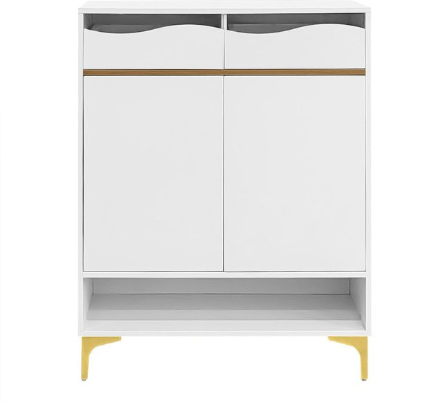 GL Store Schuhschrank mit LED-Beleuchtung und Wellenfront in Weiß, B/T/H: 80 x 35 x 105 cm - Bild 1