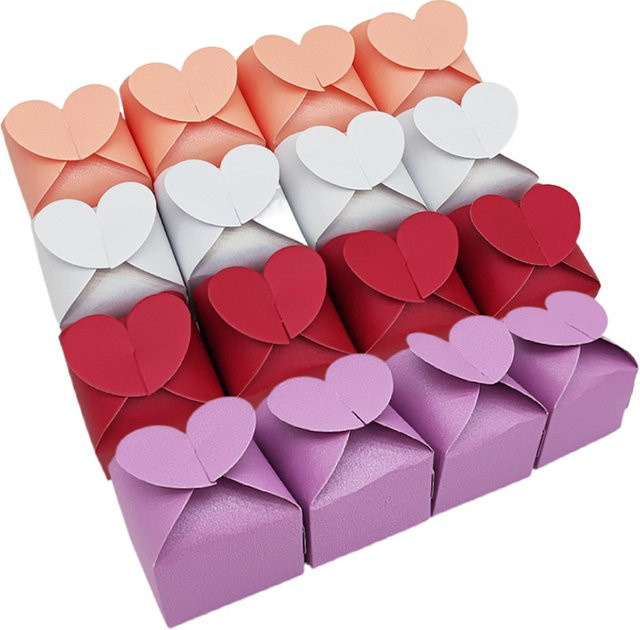 WEHRPARTY Herz-Geschenkboxen aus Papier in Bunt und Lila für Hochzeit, Geburtstag oder Valentinstag - Bild 1