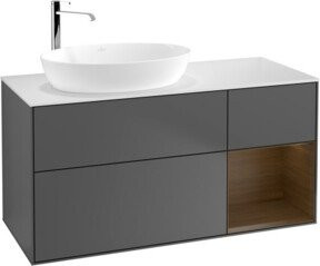 V&B Waschtischunterschrank Finion mit Wandbeleuchtung in Weiß und Anthrazit, Breite: 120 cm - Bild 1