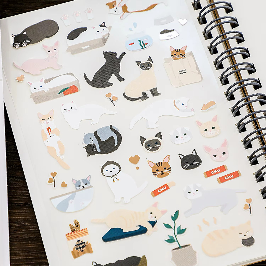 Suatelier Meow Happy Cats Papieraufkleber für Scrapbook und DIY Dekoration, Mehrfarbig - Bild 4
