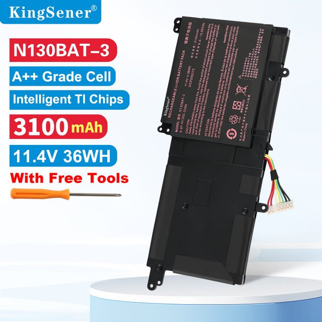 KingSener Akku N130BAT-3 für CLEVO Notebooks, 11,4 V, 36 Wh, Schwarz - Bild 1