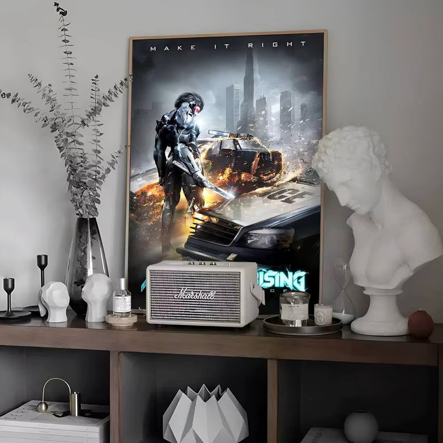 Metal Gear Rising Revengeance Vintage Anime Poster als Aufkleber für deine Wanddekoration in Weiß - Bild 3