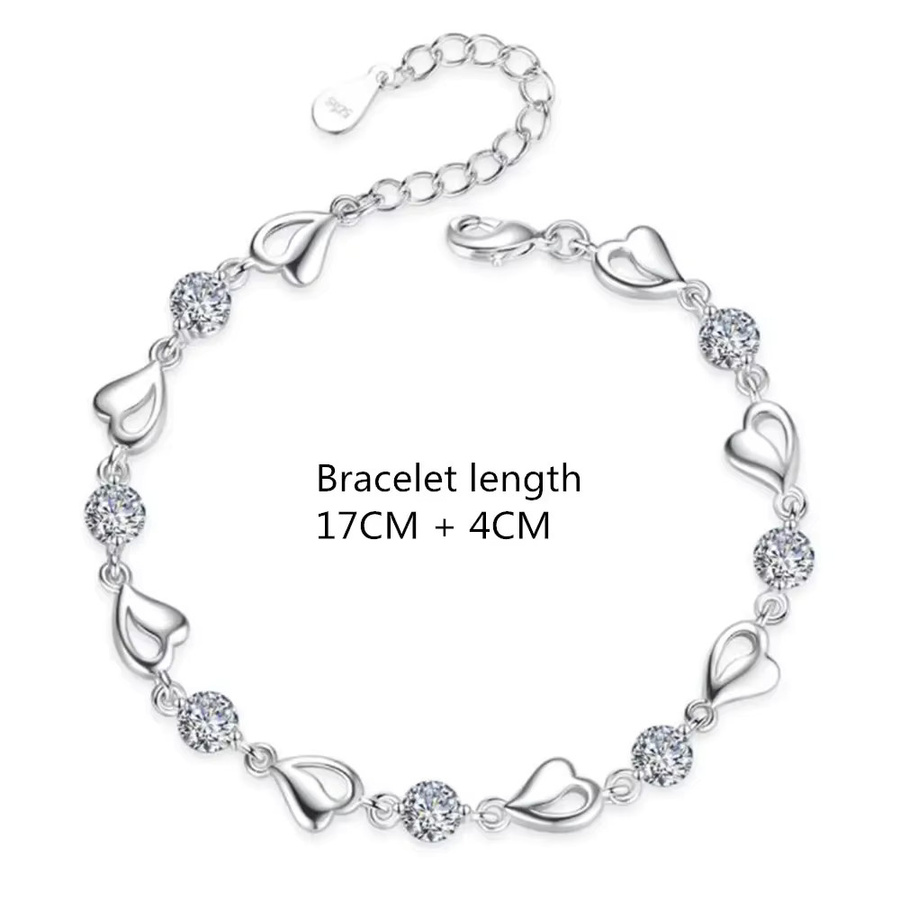 Armband 925 Sterlingsilber, weißer Zirkon, hohles Herz, Damen - Bild 2