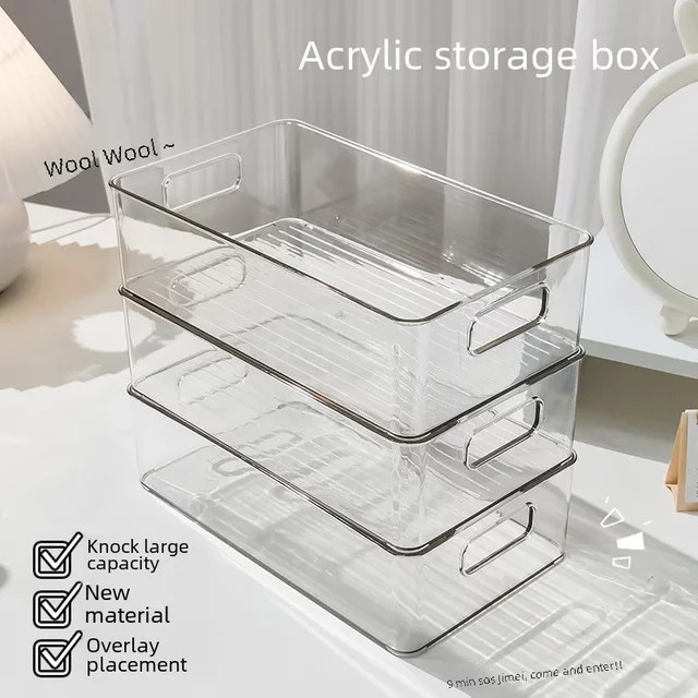 Stapelbarer Acryl Desktop Organizer Box in Transparent zur Aufbewahrung von Gesichtsmasken und Kleinteilen - Bild 1