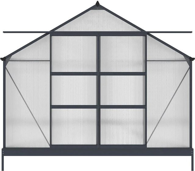Selbsttragendes Gewächshaus Ixora in Anthrazitgrau mit Polycarbonat-Platten und Schiebetüren - Bild 1