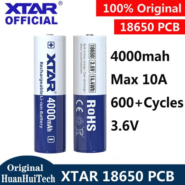 XTAR INR 18650 Akku mit Schutzplatine, 4000 mAh, 3,6 V, wiederaufladbar - Bild 1